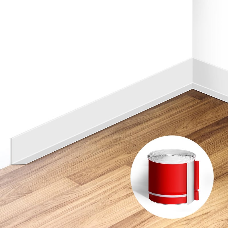 YYGCL Flexible Baseboard Molding Trim 3 Inch(W) x 20 Feet(L) Self Adhesive Vinyl Wall Base Peel and Stick Cove Base Rubber Wall Base. (White) - Image 1